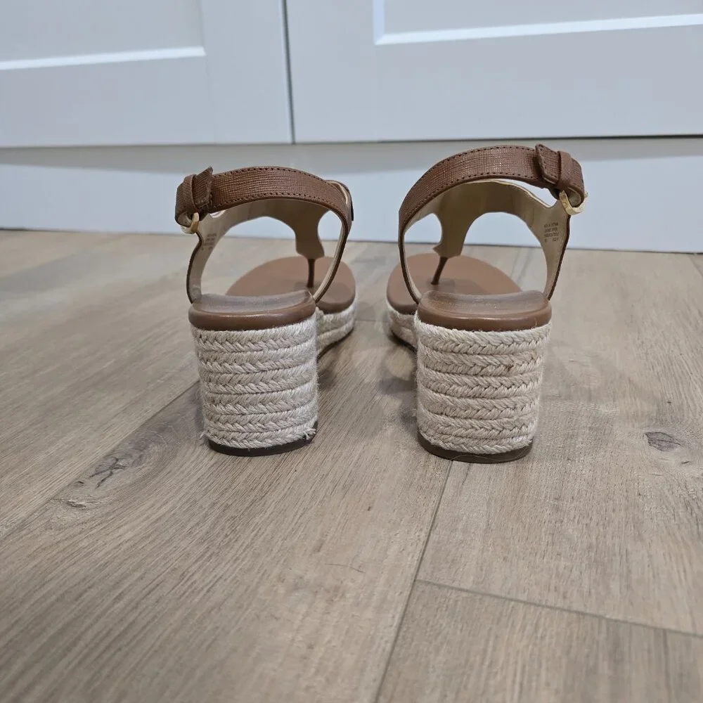 Michael Kors Leather Thong Platform Wedge Size 8 - Picture 3 of 6